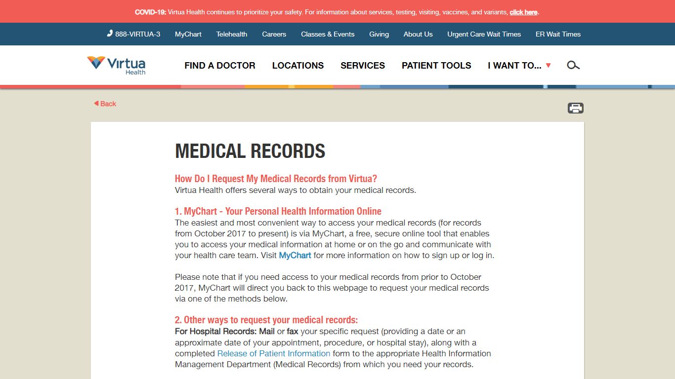 Medical Records - Virtua